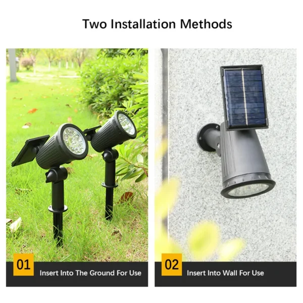 9 LEDs Solar Spotlights for Garden, Backyard, Driveway, Patio Lawn Décor - Image 3