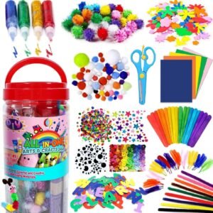 FUNZBO Arts and Crafts Supplies for Kids - Easter Craft Kit with Glitter Glue Stick, Pipe Cleaners Craft & Craft Tools, DIY School Supplies Kit, Girls Toys, Birathday Gifts for Girls Boys Age 4+