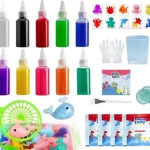 Magic Water Elf Toy Kit, 10 Colors Aqua Fairy Water Gel Kit with 10 Sea Creature Molds, Birthday Gifts, Arts & Crafts DIY Water Elf Kit for Kids - 100ml/3.5 fl oz