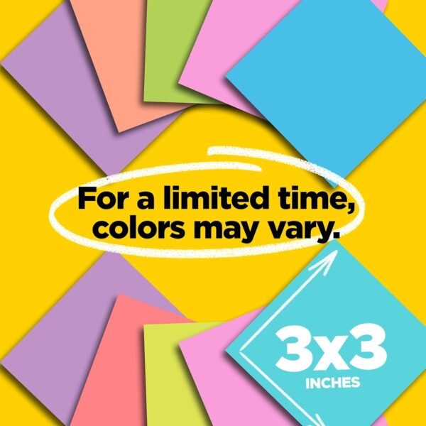 Post-it Super Sticky Notes, 24 Sticky Note Pads, 3 x 3 in., School Supplies, Office Products, Sticky Notes for Vertical Surfaces, Monitors, Walls and Windows, Supernova Neons Collection - Image 2