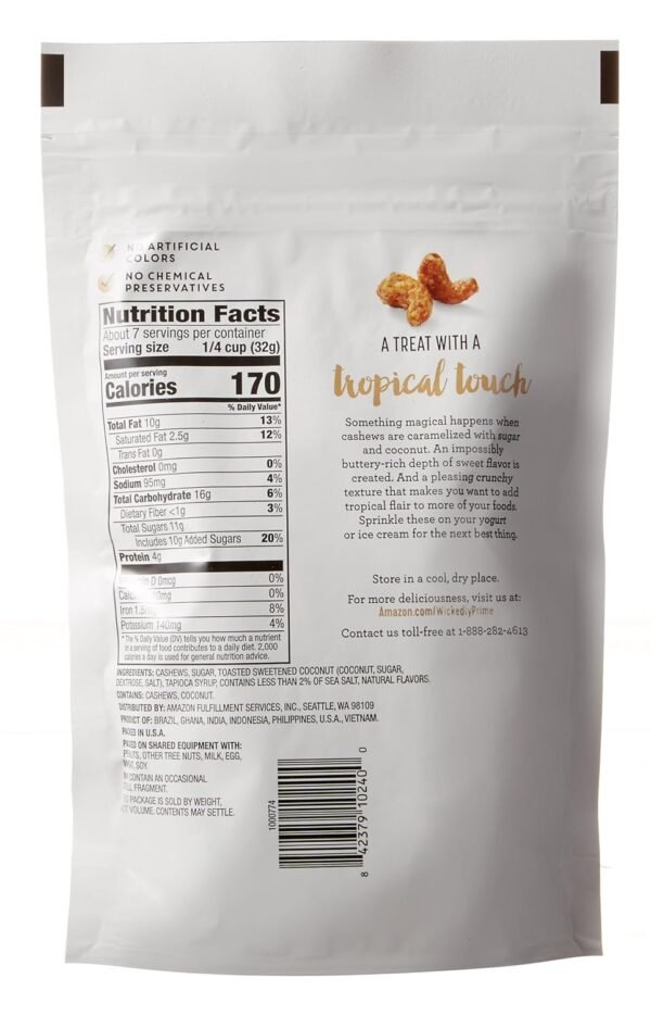 Wickedly Prime Roasted Cashews, Coconut Toffee, 8 Ounce - Image 2