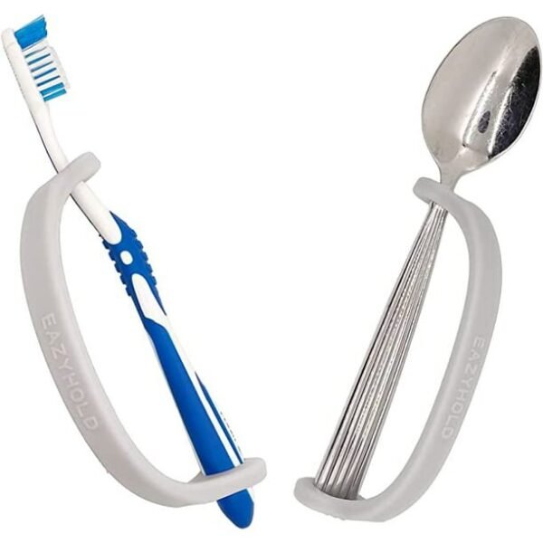 EazyHold Silver Silicone Universal Cuff, Weak Hand Grip Assistive Device for Large Hands or Limbs